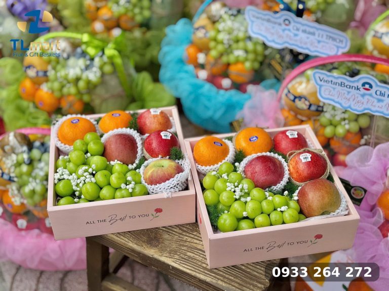 combo trái cây nhập khẩu làm quà tại Vũng Tàu hai khay đầy đặn