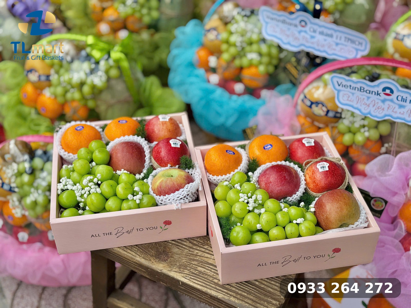 combo trái cây nhập khẩu làm quà tại Vũng Tàu hai khay đầy đặn